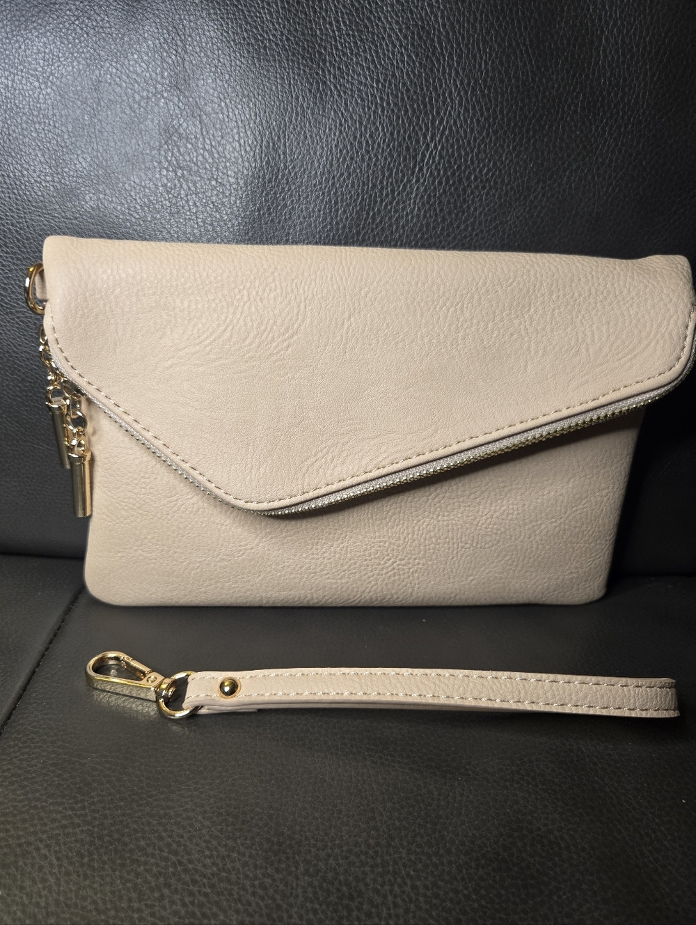 Light Beige Wristlet /Clutch Bag